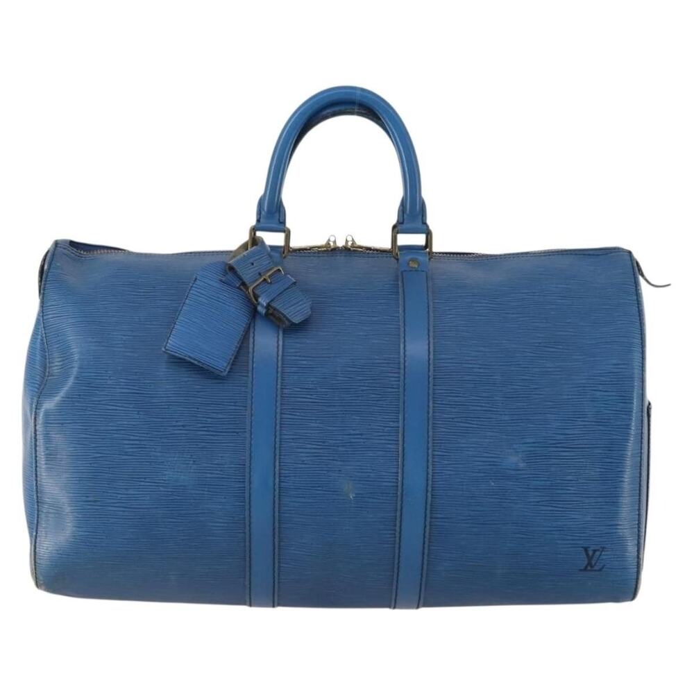 Louis Vuitton Epi Keepall 45 Travel Bag Blue